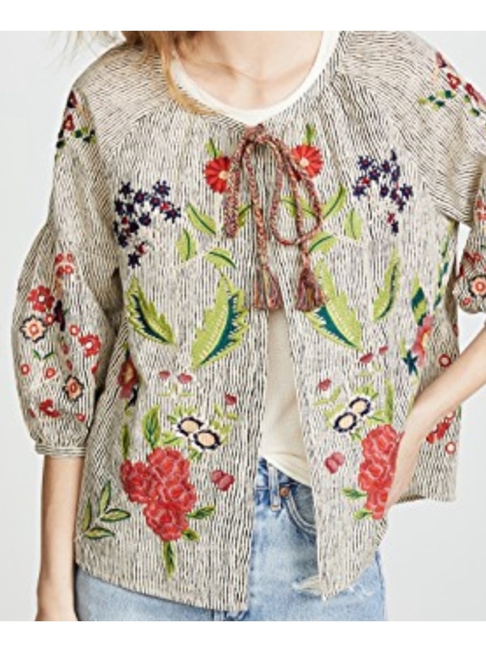 Velvet by Graham & Spencer Embroidered Floral Tie Top